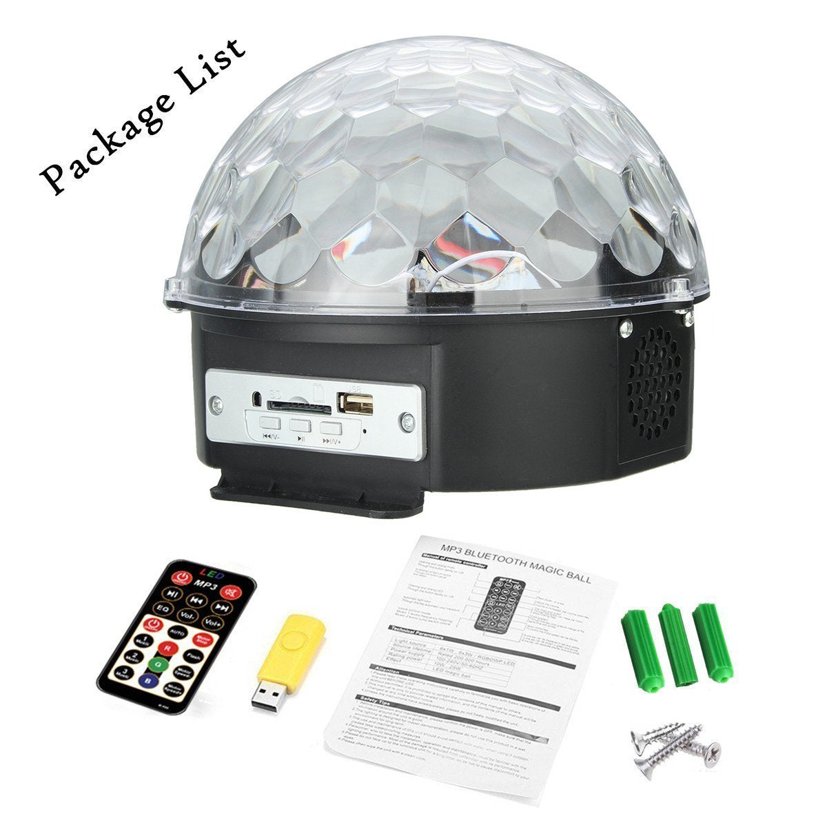 Disco Lights, JELEGANT Dj Light LED Stage Light Party Lights Disco Ball Strobe Light Crystal Magic Ball Lights Sound Activated Strobe Light for Wedding Party KTV Club Pub Show Nightclub Karaoke