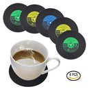 HL HLPPCCoasters for Drinks Silicone Coaster with Holder - Set of 6 Round Absorbent Coaster - Large 4 inch Art Car Bar Tea Coffee Table Mug Beer Bottle Beverages for Wine Glass Black Rubber Cup Mat