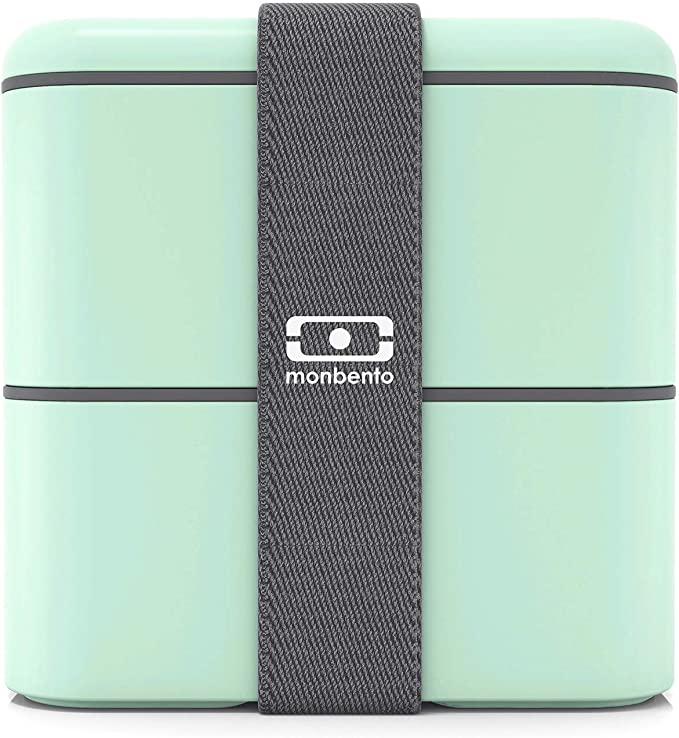 MONBENTO  - MB Square Matcha green bento box - Large - 2 tier leakproof lunch box for work/school lunch packing and meal prep - BPA - Food grade safe food containers