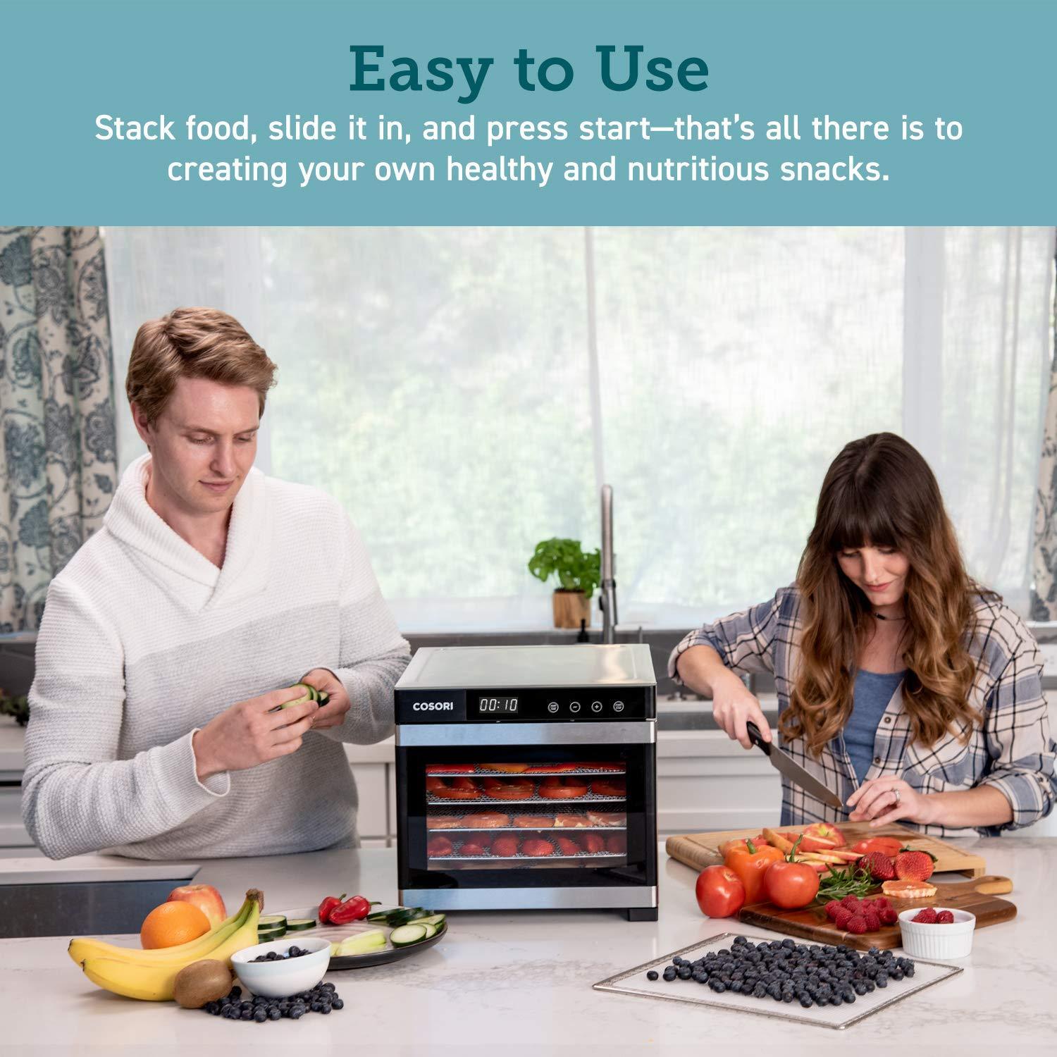 COSORI Dehydrator Machine for Beef Jerky Food,Fruit,Dog Treats,Herbs 5 BPA-Free Trays with Timer and Temperature Control, 50 Recipes for Beginners,ETL Listed/FDA Compliant, CO165-FD