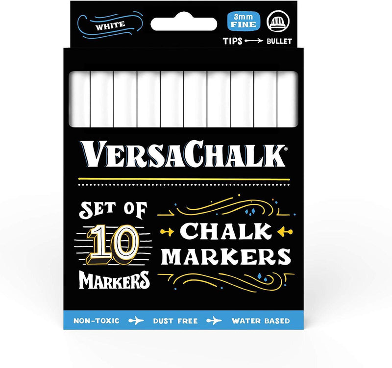 VersaChalk White Liquid Chalk Markers   - for Chalkboard Signs, Blackboards, Glass, Windows (Bold 4 White Markers)