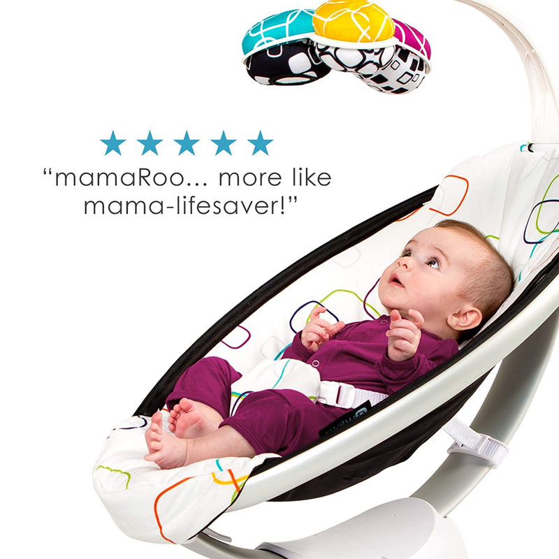4moms mamaRoo 4 Baby Swing | Bluetooth Baby Rocker with 5 Unique Motions | Soft, Plush Fabric | Multi Plush