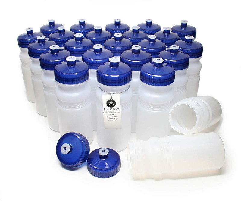 Rolling Sands 20 Ounce Sports Water Bottles 24 Pack, BPA-Free, Made in USA, Dishwasher Safe