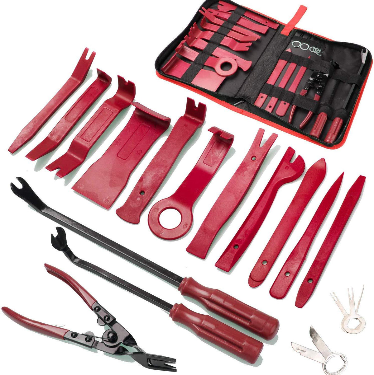 INSTACAN 19Pcs Trim Removal Tool,Car Panel Door Audio Trim Removal Tool Kit, Auto Clip Pliers Fastener Remover Pry Tool Set with Storage Bag