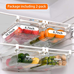 KaryHome 2 Pack Fridge Drawer Organizer, Refrigerator Organization and Storage Box, Refrigerator Drawers for Fruit and Vegetable, Fit for Fridge Shelf Under 0.6""