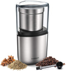 SHCRDOR Electric Coffee Bean Grinder, Spice Grinder, 1 Removable Bowl with Stainless Steel Blade, Silver