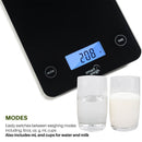 Smart Weigh Digital Glass Top Kitchen and Food Scale, 5- Unit Modes, Liquid Measurement Technology, Professional Design, Black