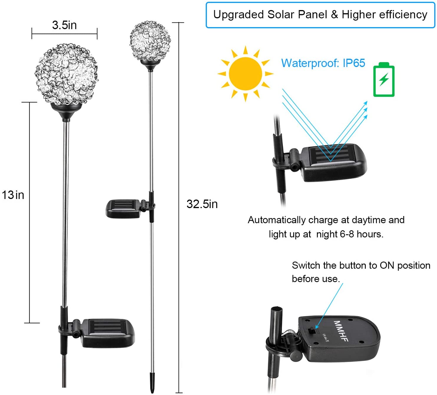 EPIC GADGET Solar Garden Lights Outdoor, Upgraded Magic Globe Powered Garden Light, Multi-Color Changing LED Solar Stake Lights for Patio Backyard Pathway Party Decoration (2 PCS)