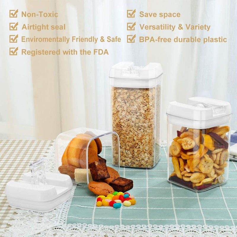 7 Pieces Airtight Food Storage Containers, BPA Free Plastic Cereal  Containers with Easy Lock Lids, for Kitchen Pantry Organization and Storage,  with 10 Labels and 1 Marker Pen 