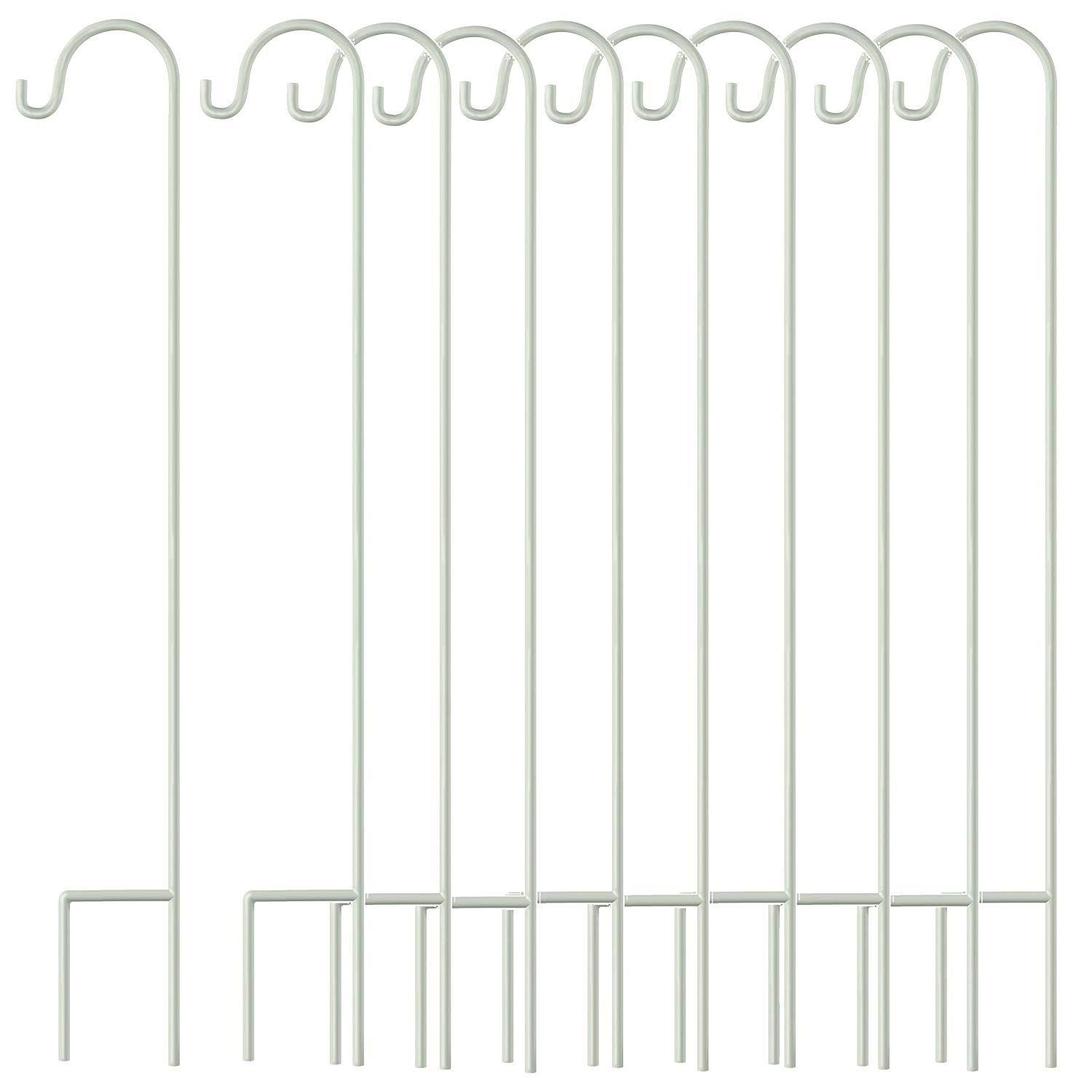 GrayBunny Shepherd Hook, 35 inch Black, Set of 4 Solid (Non-Hollow) Single Piece (No Assembly), Strong Rust Resistant Premium Metal Hanger For Weddings Plant Baskets Solar Lights Lanterns & Mason Jars