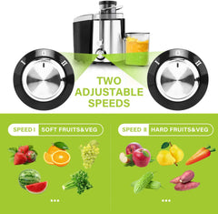 ELIKIDSTO  Juicer Machines,Juicer,Large 3 Inch Feed Chute Juicer for Whole Fruits and Vegetables,Faster Juicer with Dual Speed,Juice Residue Separation,Easy to Use/Clean,Anti-Drip