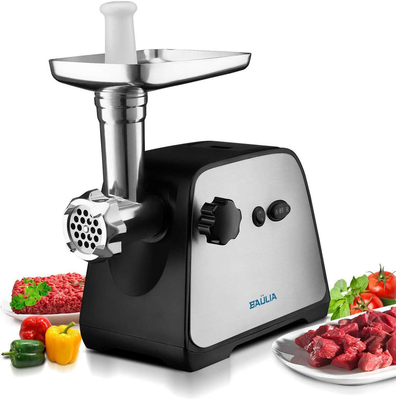 Baulia MG806 Electric Grinder for Home Use, 3 Cutting Blades & Stuffing Tubes, Stainless Steel Meat Mincer for Making Sausages, Chopped Liver, Size