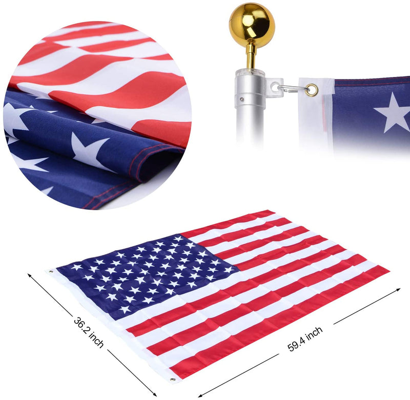 Gientan 30FT Telescopic Flag Pole, Extra Thick Heavy Duty Aluminum Flagpole Kit with 3x5 US Flag Golden Ball Top for Commercial Residential Outdoor Use, Fly 2 Flags