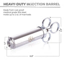 Meat Injector Kit - Marinade Injector Syringe for Food - 304 Stainless Steel Syringes, 6 Professional Needles, 4 Silicone O-Rings and 2 Cleaning Brushes - Recipe Book Pdf - BBQ Grill Kit