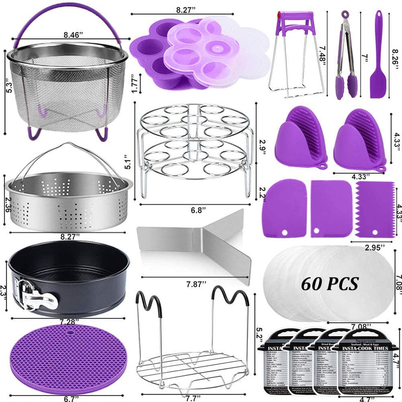 Emeril Lagasse Everyday 22 Pcs Pressure Cooker Accessories Set Compatible with Instant Pot 5,6,8 Qt, 2 Steamer Baskets, Springform Pan
