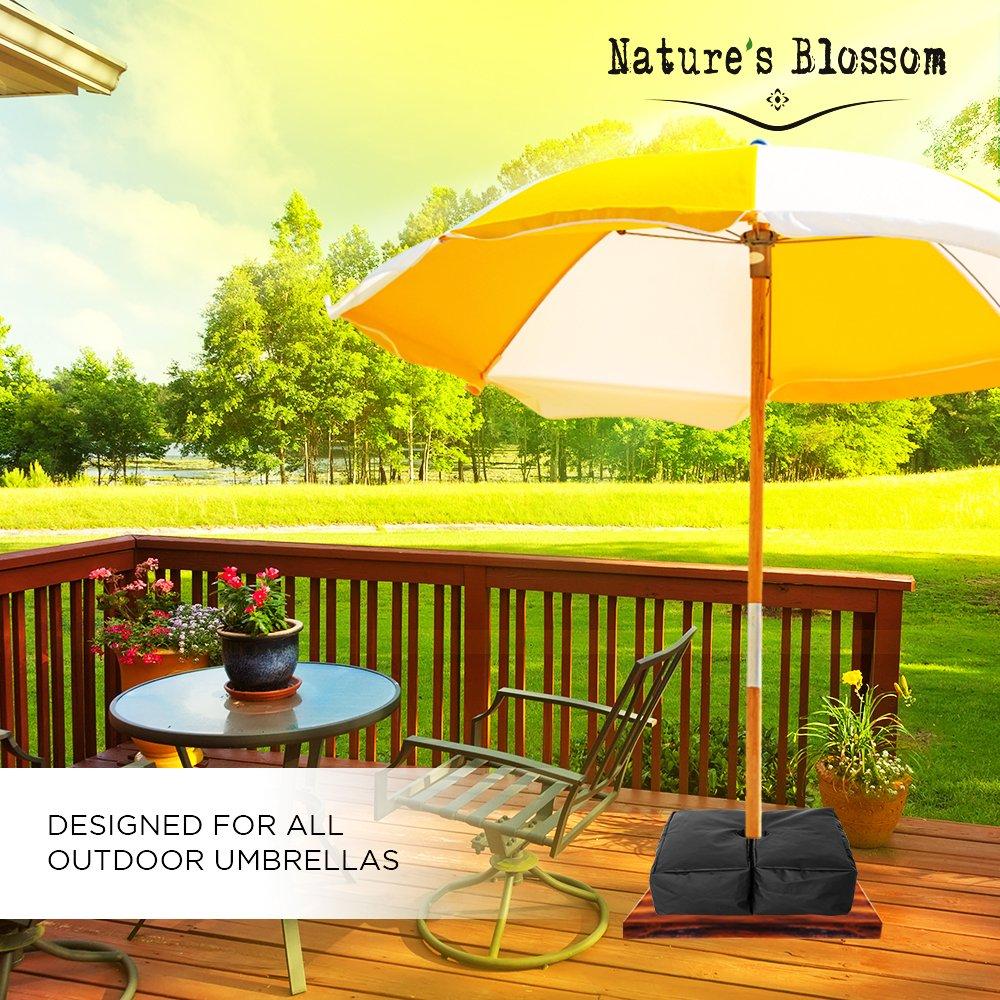 Nature's Blossom Weather Resistant Weights for Patio Umbrella Base - 19’’ Square. for Classic Outdoor Umbrellas, Hanging, Cantilever & Offset Models. Detachable Velcro - Easy Installation. XL Opening for Filling Sand