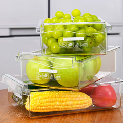 KaryHome 2 Pack Fridge Drawer Organizer, Refrigerator Organization and Storage Box, Refrigerator Drawers for Fruit and Vegetable, Fit for Fridge Shelf Under 0.6""