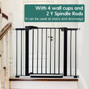 BABELIO 26-40 Inch Easy Install Extra Wide Pressure Mounted Metal Baby Gate, No Drilling, No Tools Required, with Wall Protectors and Extenders (Black)