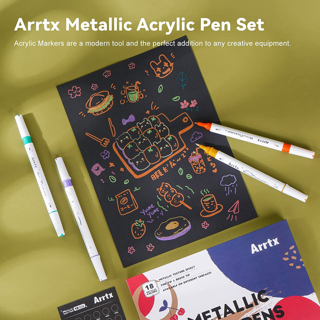 Lightwish 60 Colors Acrylic Paint Pens, Dual Brush Tip & Two Colors Acrylic  Paint Markers
