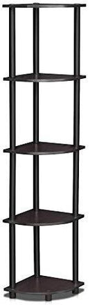 Furinno Turn-N-Tube 5 Tier Corner Display Rack Multipurpose Shelving Unit, Columbia Walnut/Black