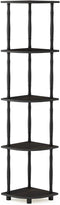 Furinno Turn-N-Tube 5 Tier Corner Display Rack Multipurpose Shelving Unit, Columbia Walnut/Black