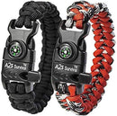 A2S Protection Paracord Bracelet K2-Peak – Survival Gear Kit with Embedded Compass, Fire Starter, Emergency Knife & Whistle EDC Hiking Gear- Camping Gear