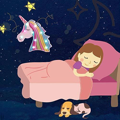 Pooqla LED Unicornio Night Light Lamp Kids Marquee Lights Unicorn Shape Signs Light Up Christmas Party Wall Decoration Battery Operated (Pink)