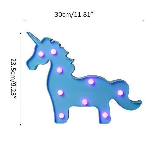 Pooqla LED Unicornio Night Light Lamp Kids Marquee Lights Unicorn Shape Signs Light Up Christmas Party Wall Decoration Battery Operated (Pink)