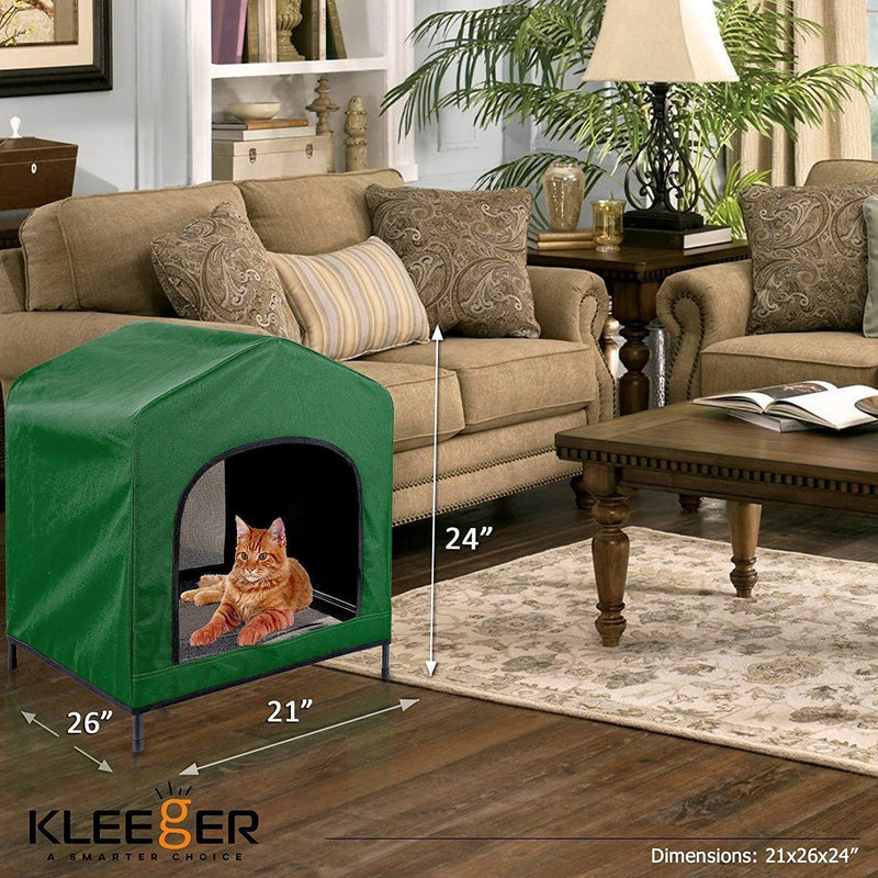 Kleeger Premium Canopy Pet House Retreat – Waterproof Indoor & Outdoor Shelter - Suitable for Cats & Small Dogs - Lightweight, Portable & Comfortable - Breathable Mesh Floor