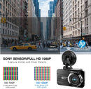 HP Dual Dash Cam Built-in GPS FHD 1080P Front Rear Dashboard Recorder with Sony Sensor, 3'' LCD Screen, 155° Wide Angle, G-Sensor, Loop Recording