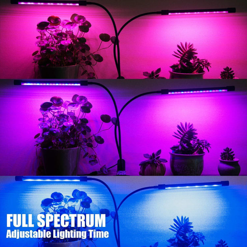 Indoor Plant LED Grow Light - ROKKES 18W Growing Lights Strip, Dimmable Full Spectrum Red Blue UV System with Timing, Small Led Grow Lamp Assembly, for Flower Succulents Vegetables Herbs Seedlings