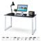 Luxxetta Office Computer Desk – 55” x 23” Beige Laminated Wooden Particleboard Table and White Powder Coated Steel Frame - Work or Home – Easy Assembly - Tools and Instructions Included