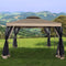 Homevibes 10' x 10' Gazebo for Patio Outdoor Canopy Party Tent Large Waterproof Metal Vented Gazebo for Garden Backyard Outside Barbecue Pool Shade with Mosquito Netting Double Tiered Top Roof, Tan