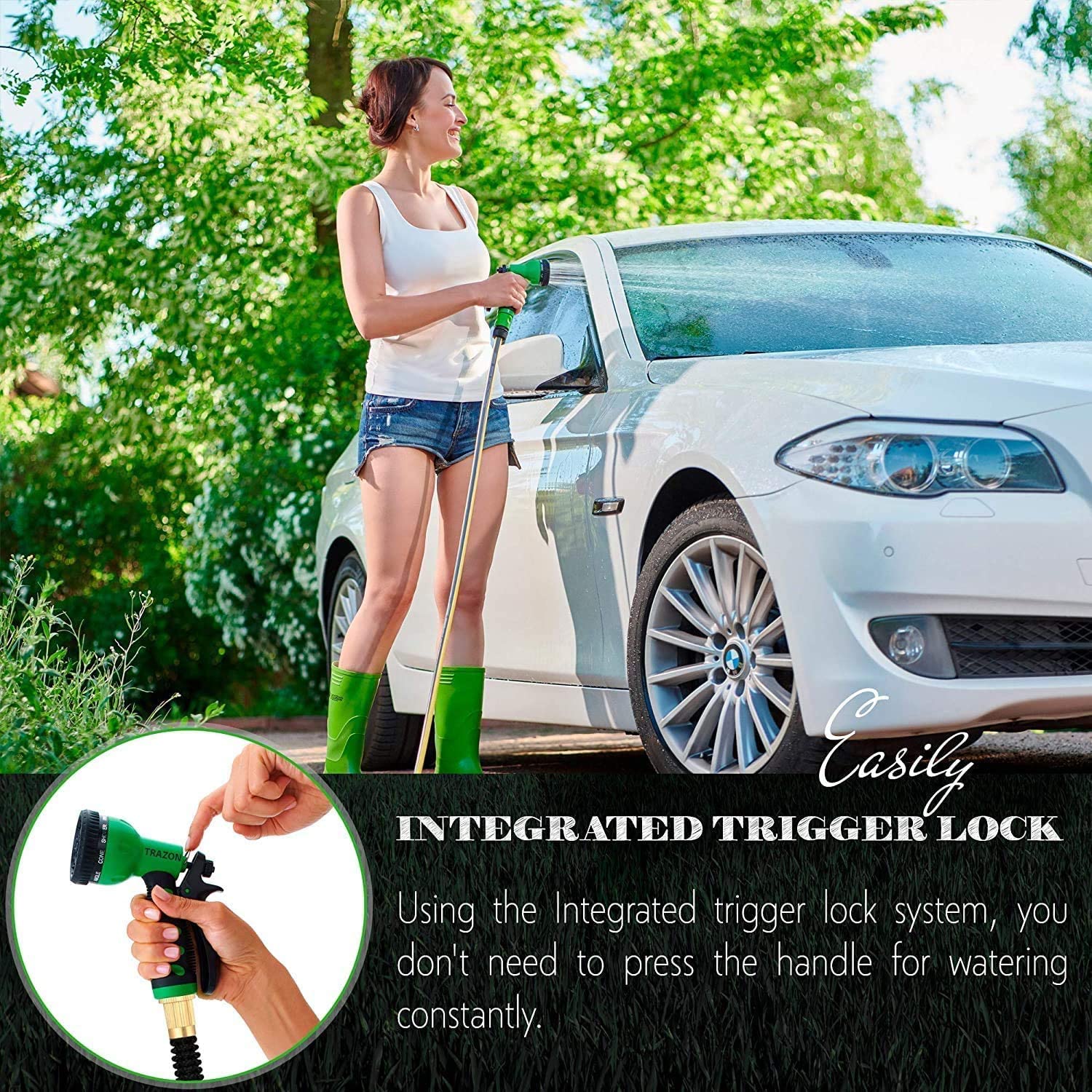 Ikris Garden Hose Nozzle Heavy Duty, High Pressure. Water Hose Nozzle Sprayer, Gun, Head. Spray Nozzle for Garden Hose, 9 Adjustable Watering Patterns, Nozzles for Garden, Lawn, Car Wash