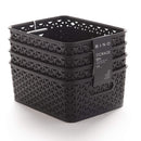 BINO Woven Plastic Storage Basket, Small – 4 Pack (Black)