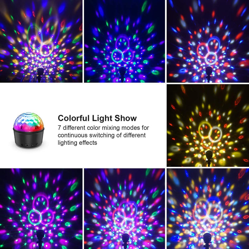 Luditek Disco Ball，Miuko Disco Lights Sound Activated Party Lights with Remote Control, 9 Color DJ Lights Wireless Phone Connection LED Stage Light 4W