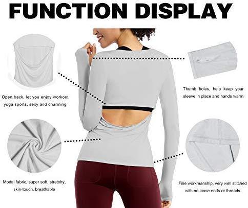 BUBBLELIME Workout Tops for Women Athletic Shirts Soft Modal Sexy Open Back Activewear Yoga Running Outdoor Sports