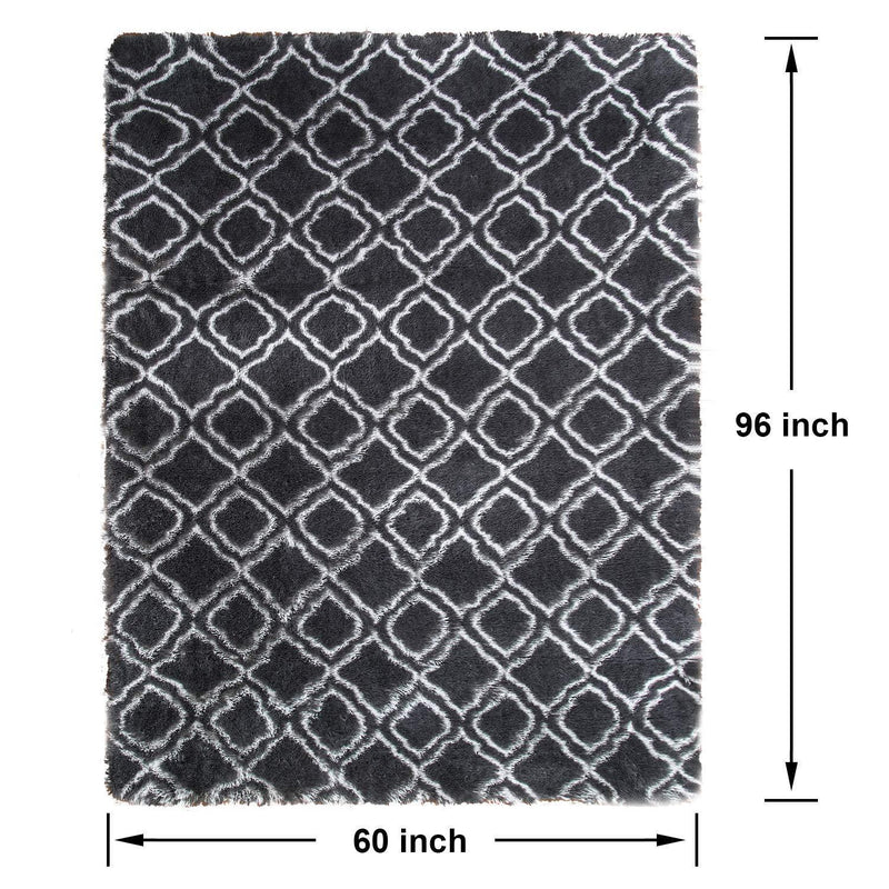 PAGISOFE Soft Indoor Large Modern Area Rugs Shaggy Patterned Fluffy Carpets Suitable for Living Room and Bedroom Nursery Rugs Home Decor Rugs for Christmas and Thanksgiving 5'x8' Grey Trellis