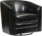 Emerald Home Furnishings Milo Black Accent Chair with Faux Leather Upholstery, Welt Trim, And Curved Back