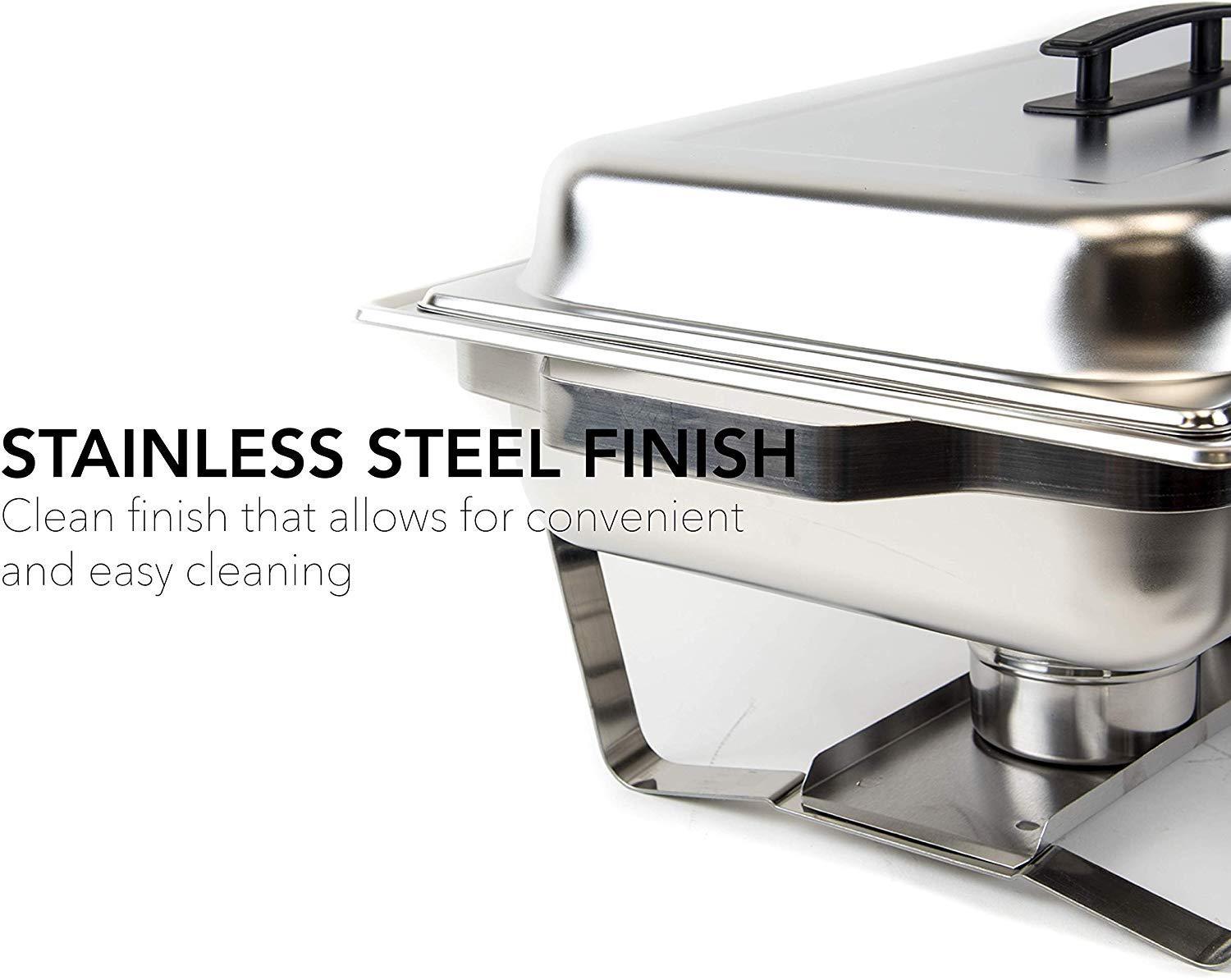 ALPHC LIVING 70012 2 Pack 8QT Chafing Dish High Grade Stainless Steel Chafer Complete Set, One Pack, white