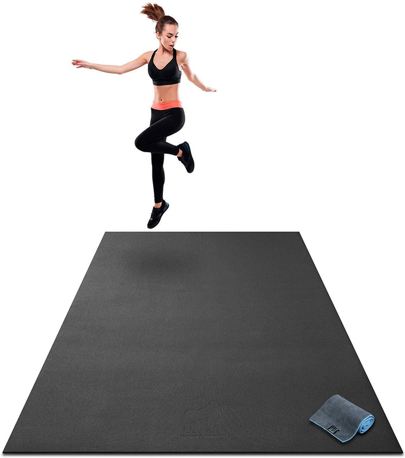 Premium Extra Large Exercise Mat - 7' x 5' x 1/4" Ultra Durable, Non-Slip, Workout Mats for Home Gym Flooring - Jump, Cardio, MMA Mat - Use with or Without Shoes (84" Long x 60" Wide x 6mm Thick)