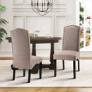 Merax Script Fabric Accent Chair Dining Room Chair with Solid Wood Legs, Beige,Set of 2