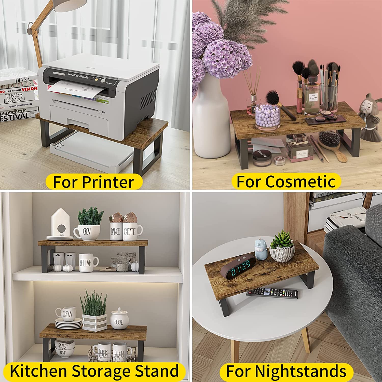 Small Perspex Computer Riser ORLALAR Small Monitor Stand Riser Desktop Wood Computer Riser Shelf Ad ...