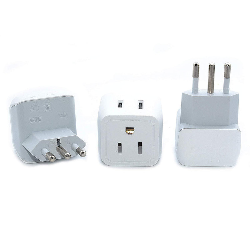 Ceptics CT-9C USA to Most of Europe Travel Adapter Plug - Type C (3 Pack) - Dual Inputs - Ultra Compact (Does Not Convert Voltage)