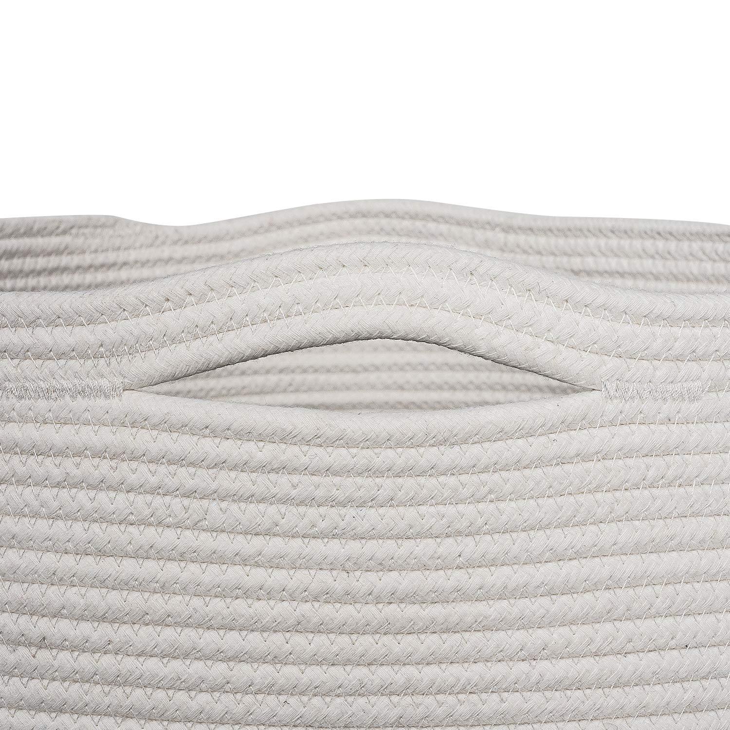 Goodpick Large Cotton Rope Basket 15.8"x15.8"x13.8"-Baby Laundry Basket Woven Blanket Basket Nursery Bin