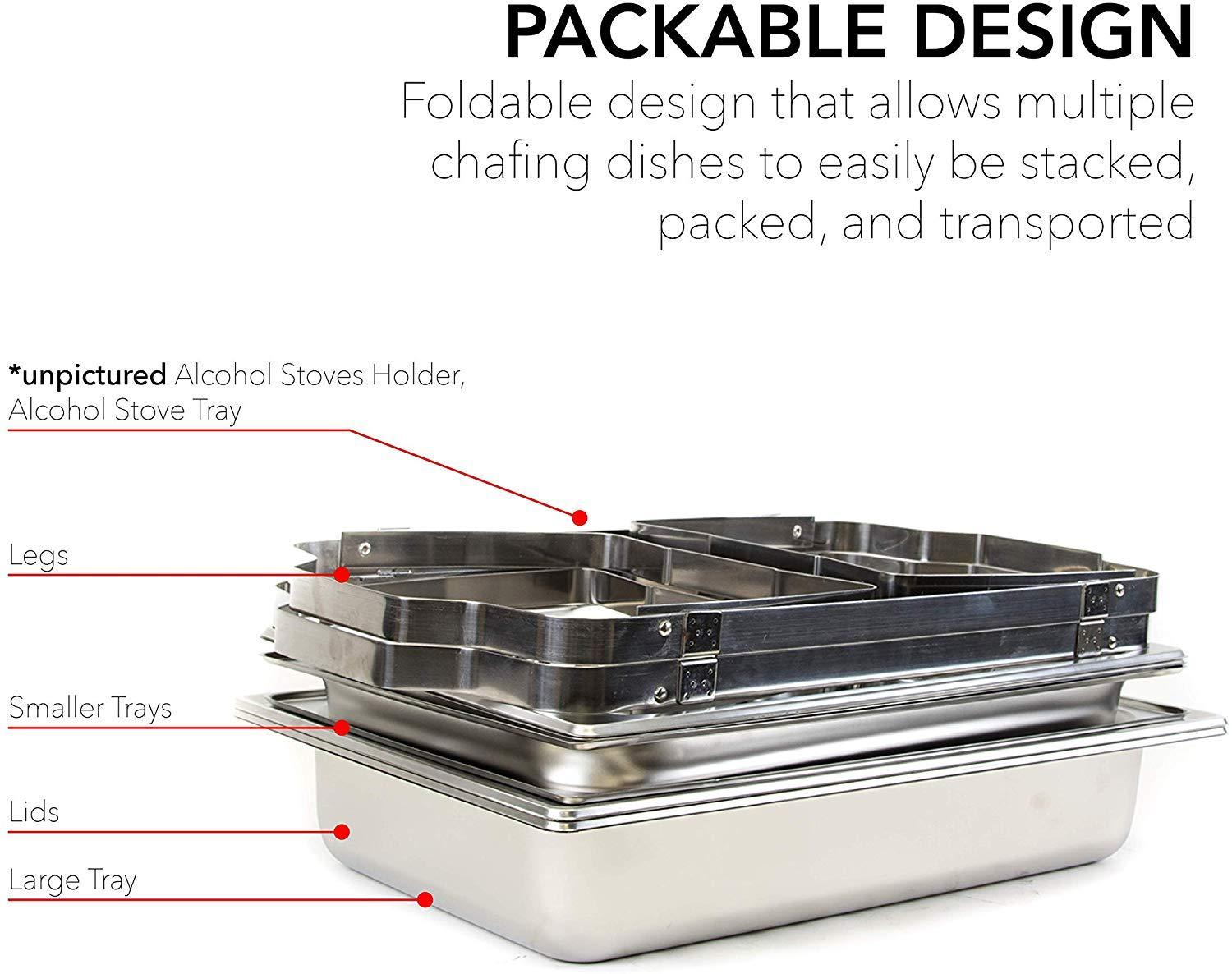 ALPHC LIVING 70012 2 Pack 8QT Chafing Dish High Grade Stainless Steel Chafer Complete Set, One Pack, white