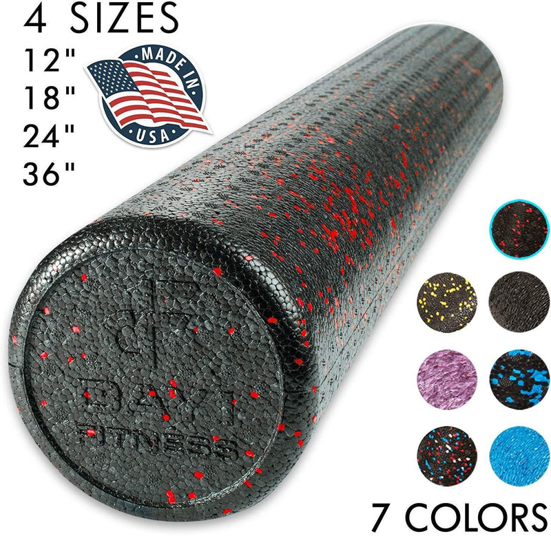High Density Muscle Foam Rollers by Day 1 Fitness – 4 SIZE OPTIONS and 7 COLORS TO CHOOSE FROM - Sports Massage Rollers for Stretching, Physical Therapy, Deep Tissue and Myofascial Release -Exercise