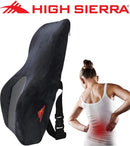 High Sierra HS1434 Full Size Ergonomic Back Support Pillow Relieves Painful Pressure Points Premium Memory Foam Lumbar Cushion for Office Chair, Car, SUV Fits Most Seats