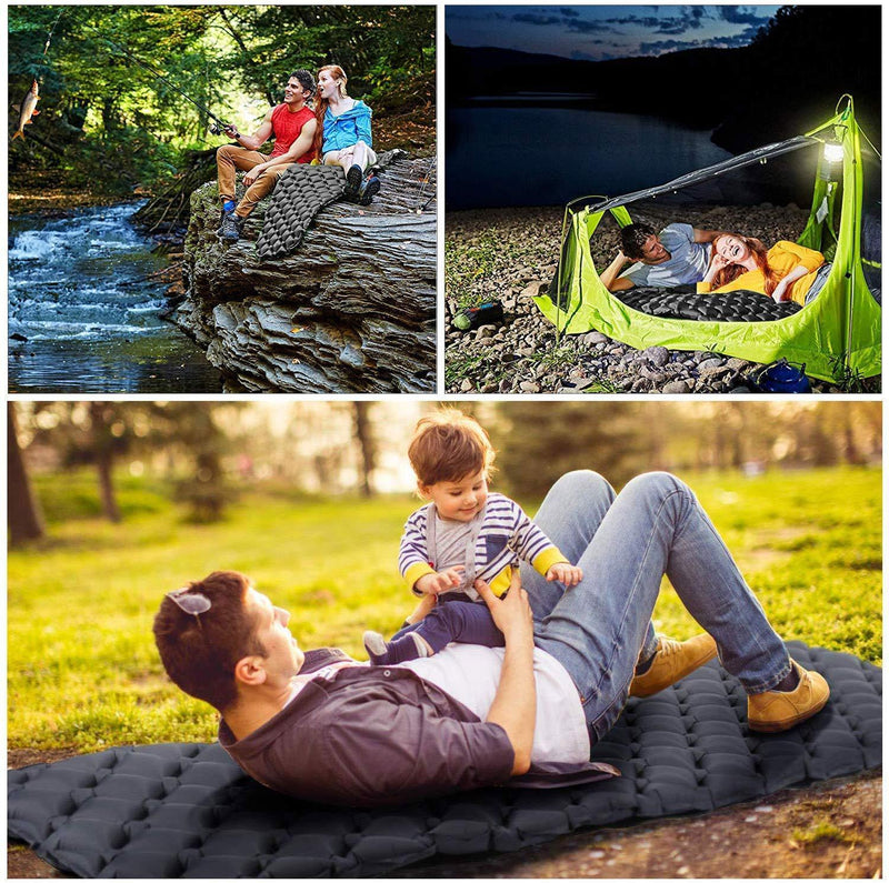 Furthertry Camping Sleeping Pad, Ultralight Camping Pad for Backpacking,Travelling and Hiking Self-Inflating Camping Pad, Camp Mattress, Compact Ultralight Hiking Pad-Black