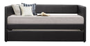 Homelegance Adra Fully Upholstered Daybed with Roll Out Trundle Bi-cast Vinyl Twin, Dark Brown